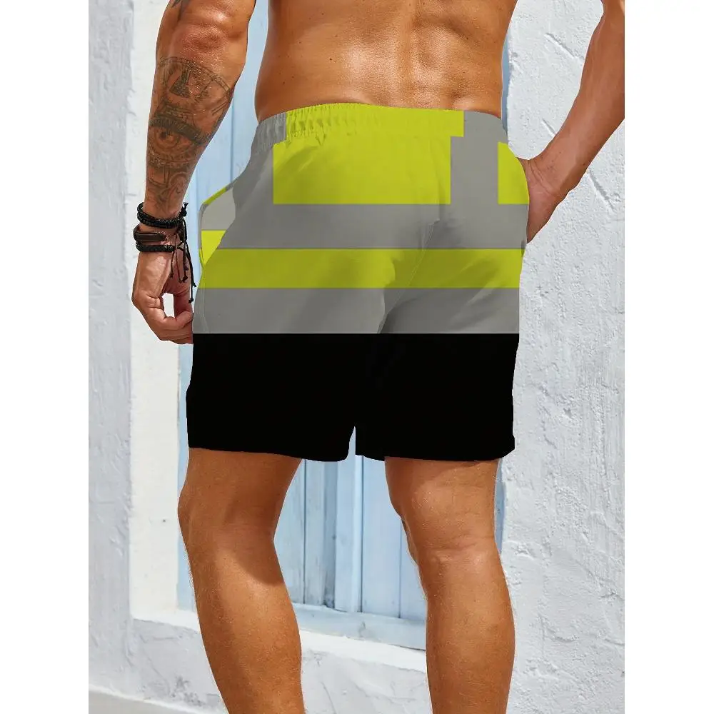 1pcs Men's Short swim trunks2026 Summer 3D Printed Short sleeve Breathable Polyester Pants Quick drying running