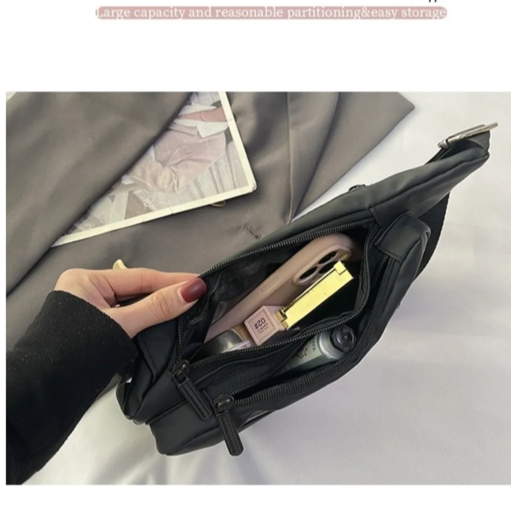 Casual Crossbody Sling Bag Street-Style Nylon Underarm Wrap Chest Bag Solid Color Waterproof Triangle Single Shoulder Bag