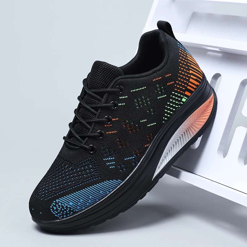 

Женские кроссовки на платформе 2026 года, весенние, дышащие, увеличивающие рост, на шнуровке, повседневные, для прогулок, больших размеров