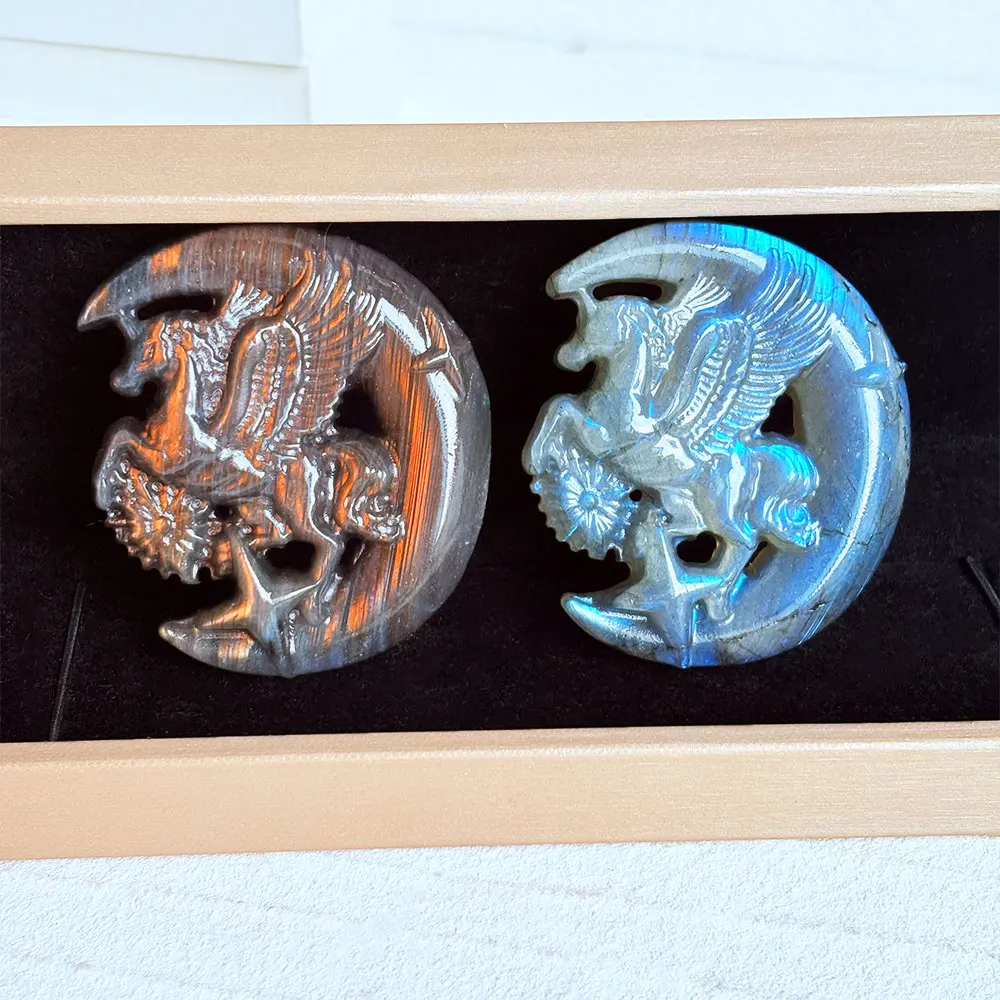 

1 шт., резной натуральный кристалл, яркий лабрадорит, единорог, луна, целебный камень, офисное украшение, качественный подарок