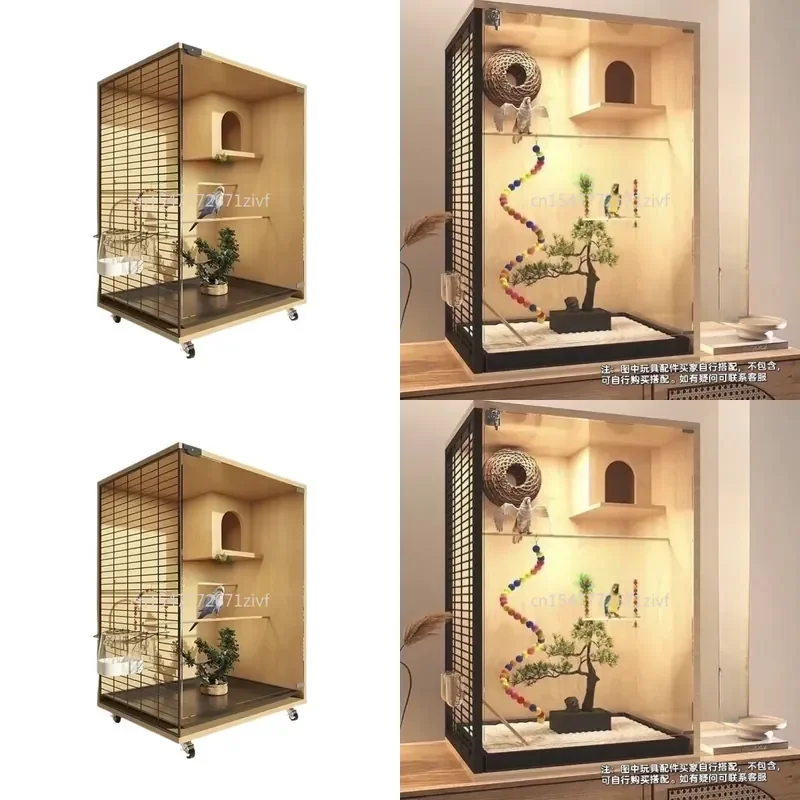 Parrot Luxury Solid Wood Breathable Bird Cage for Big Tiger Skin Xuanfeng Peony Little Sun Monk