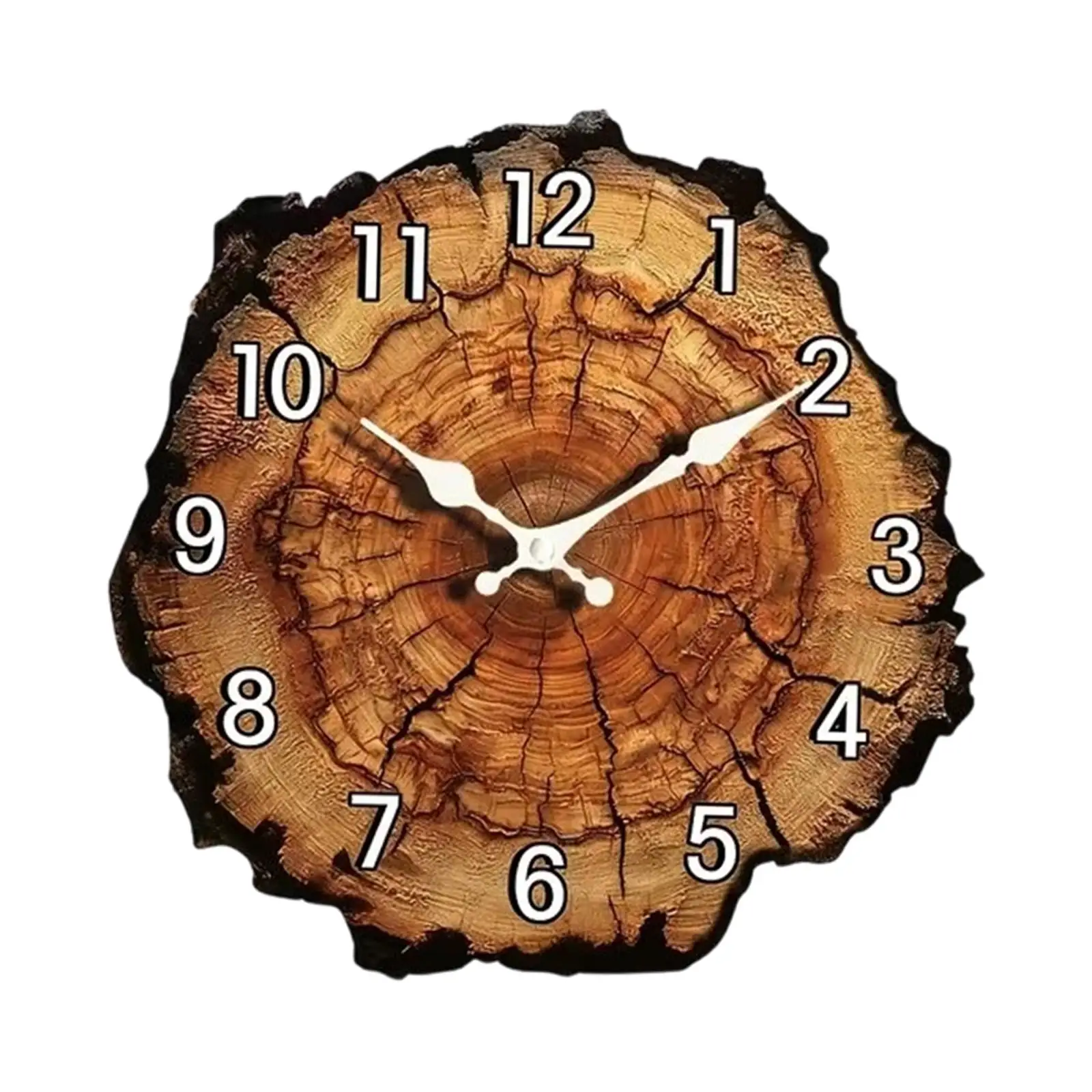Wood Wall Clock Wall Hanging Decor, Silent Movement with Arabic Numerals for Cafe Living Room