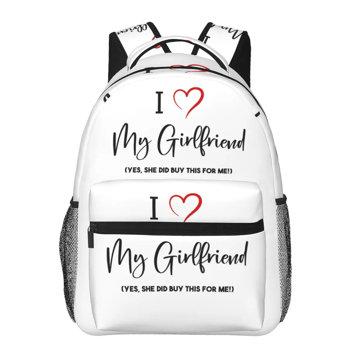 

I Love My Girlfriend (Black Ver.) Backpacks Boys Girls Bookbag Children School Bags Laptop Rucksack Shoulder Bag Large Capacity