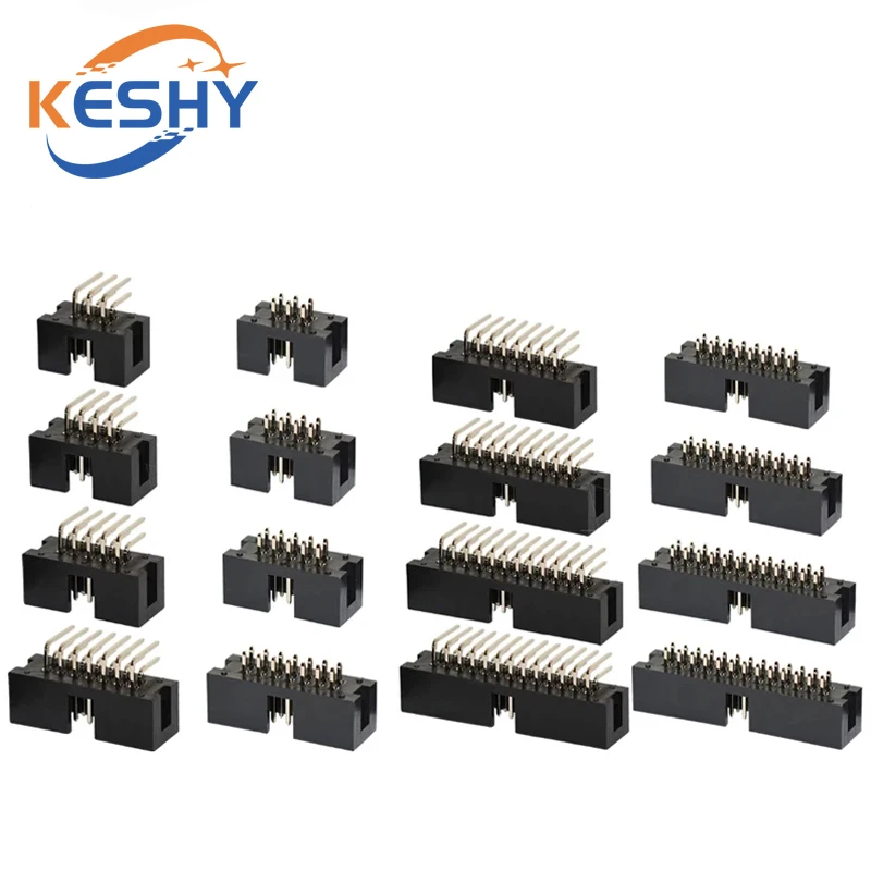 10PCS IDC/JTAG 2.54 DC3 Male Pin PCB Header Connector 2*3/4/5/6/7/8/9/10/26/40P Straight Shrouded Socket Box Header Pitch 2.54mm