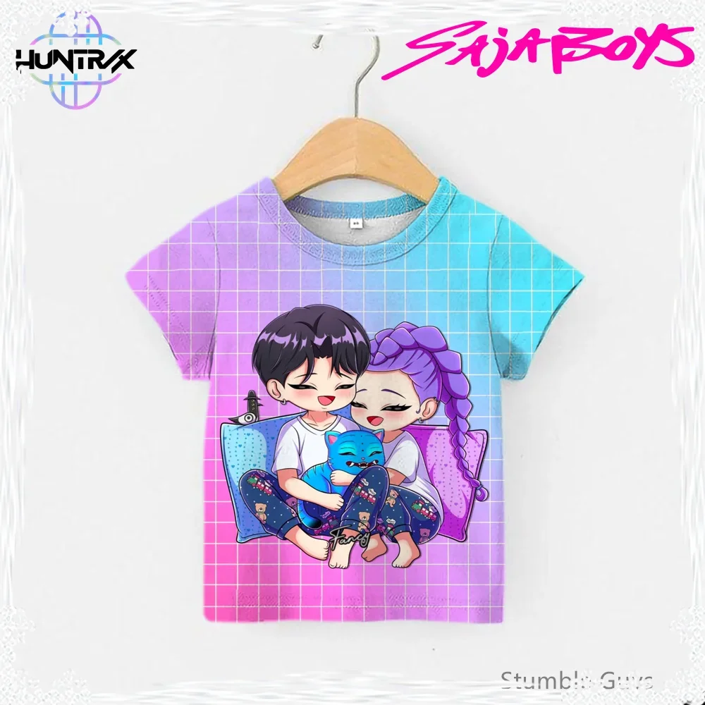 

Casual Fashion Kids Kpop Demon Hunters 3D Cartton Short Sleeve Summer Boys Girls T-Shirt Anime Clothes