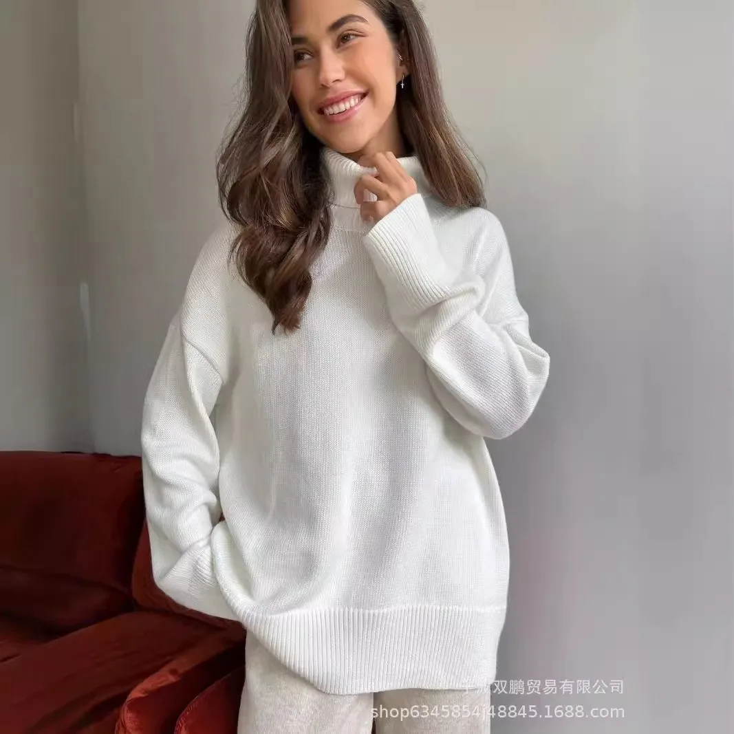 Pullover Turtleneck Sweater with Regular Length Casual Fit Long Sleeve Women Sweater Heat Set Finish Medium Weight Single