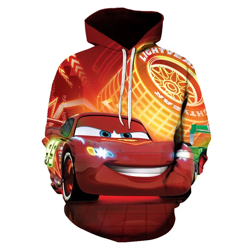 Çocuk Hoodie Cars arabalar yıldırım McQueen 3D baskı tişörtü erkek kız kapşonlu moda karikatür kazak boy Hoodies