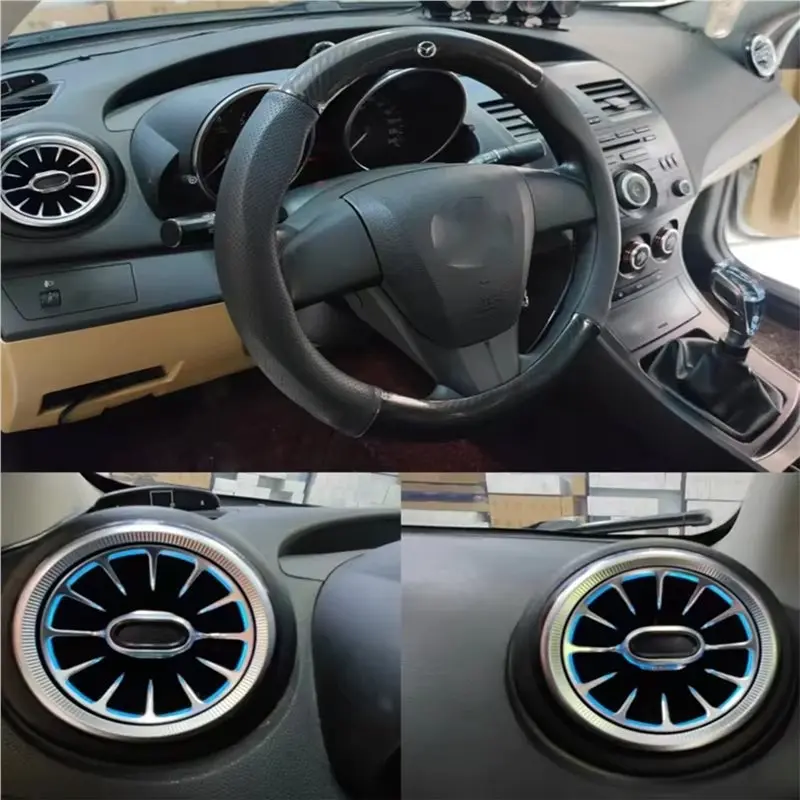 A58X-Front Dashboard LED Multi-Color Ambient Light For Mazda 3 2011-2015 AC Air Condition Vent Outlet Car Accessories