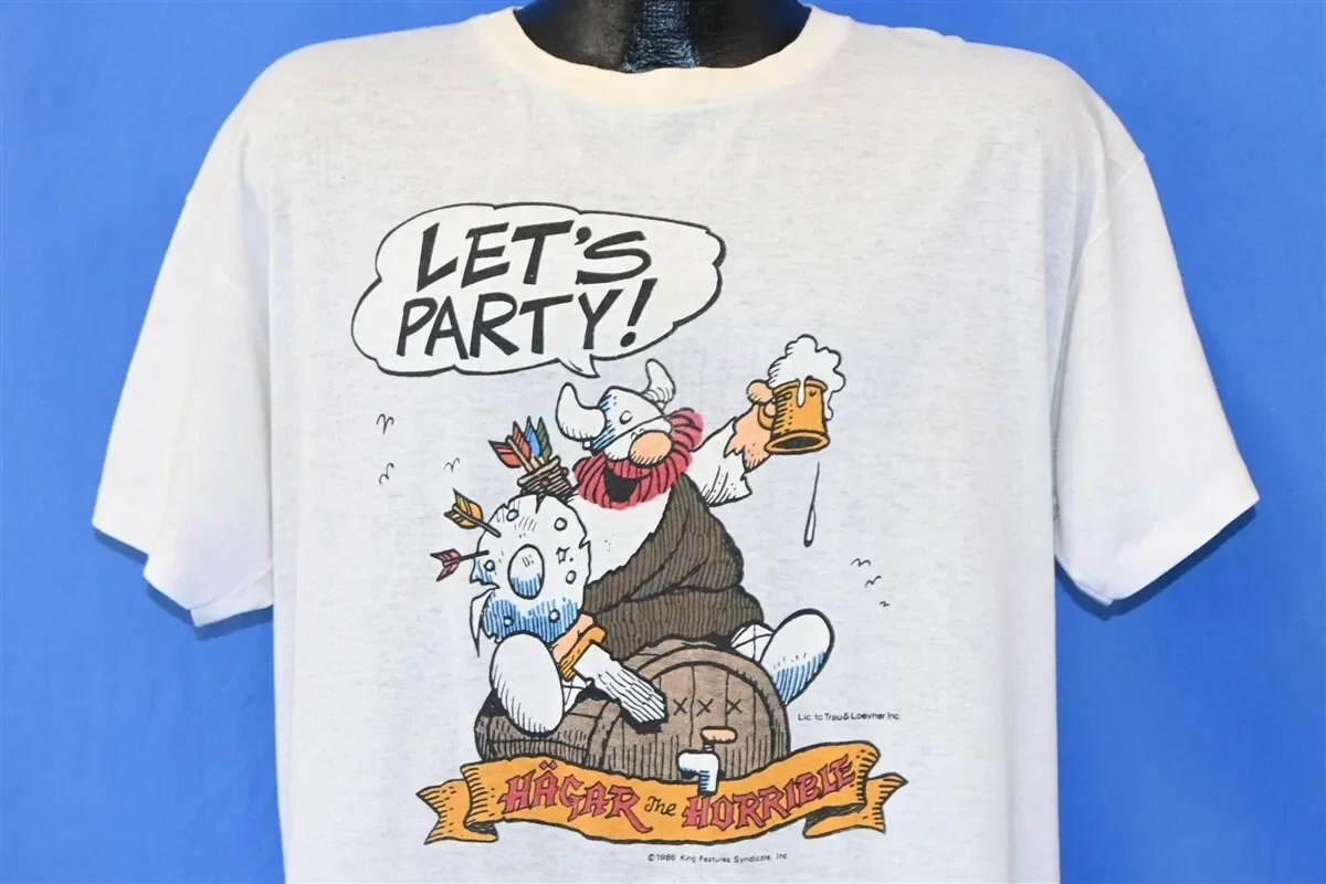 80s Hagar the Horrible Dik Browne Comic Strip Let s Party Funny T Shirt Extra Large