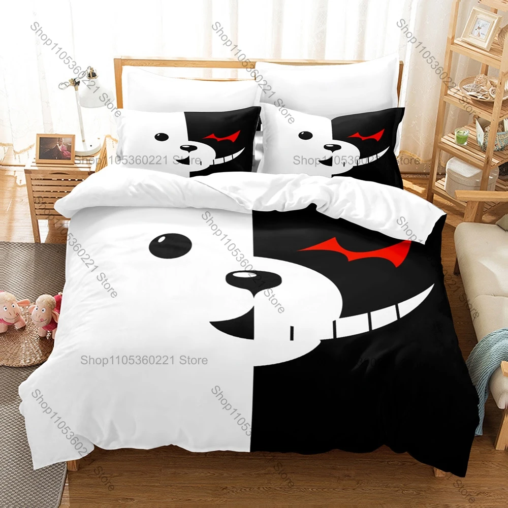 Cool Multi Size Danganronpa Monokuma Merchandise Duvet Cover Set 1 Duvet Cover + 2 Pillowcases Game Lover Gift