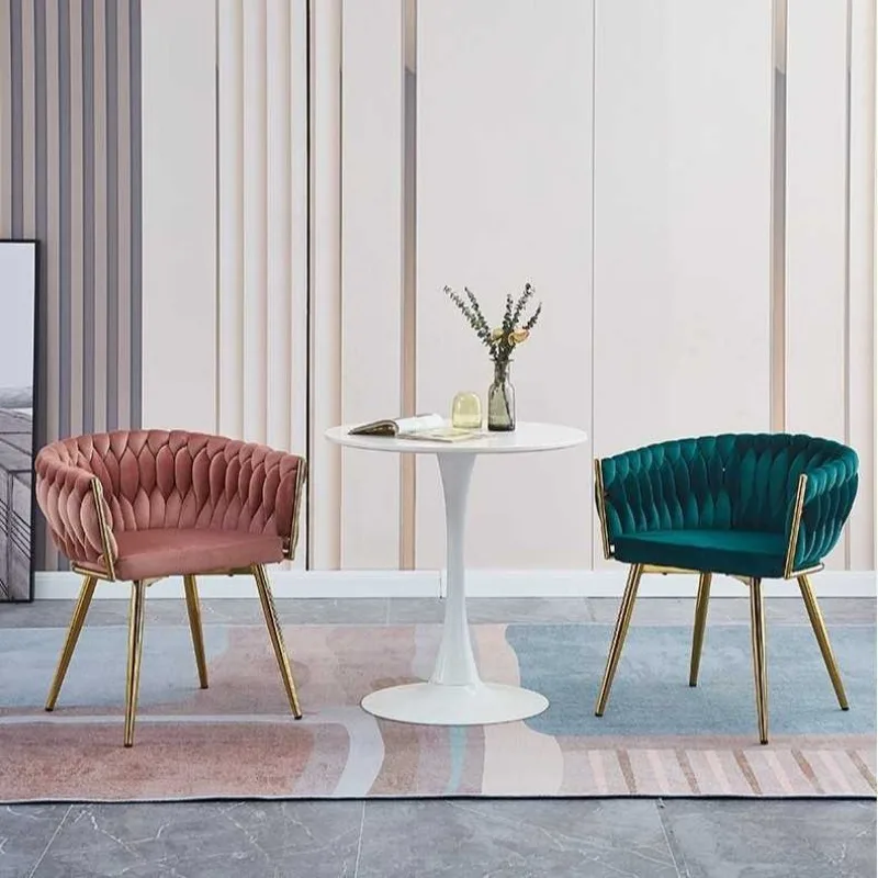 Modern Minimalist Fabric Upholstered Luxury Design Nordic Upholstery Restaurant Italian Dining Chair With Gold Chrome Legs