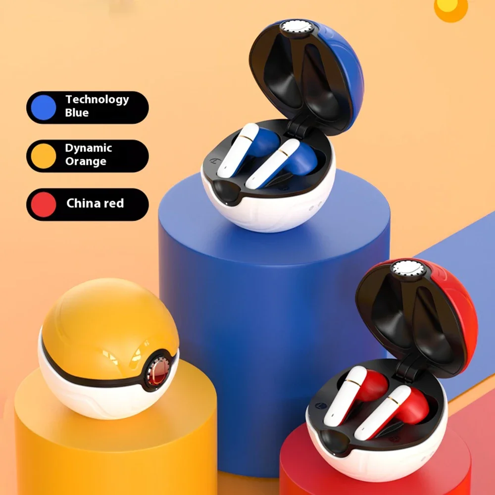 

Fashion Gift Pokeball Ball Bluetooth Earphone ENC Noise Cancelling Hifi Stereo Wireless Gaming Headset With In & On Dual Earplug