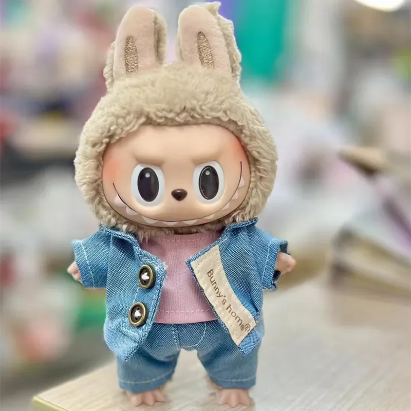 17cm Plush Doll's Clothes The Monster Labubu Outfit Accessories Clothing DIY Kids Gift Boys Suit Jacket T-shirt 3 Pcs Set FJ12A