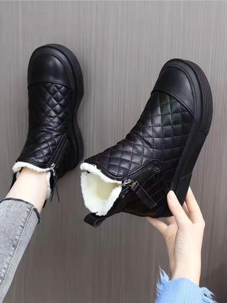 

Кухонные нескользящие рабочие ботинки для женщин, водонепроницаемые, маслостойкие, зимние, на флисовой подкладке, с мягкой подошвой, черные