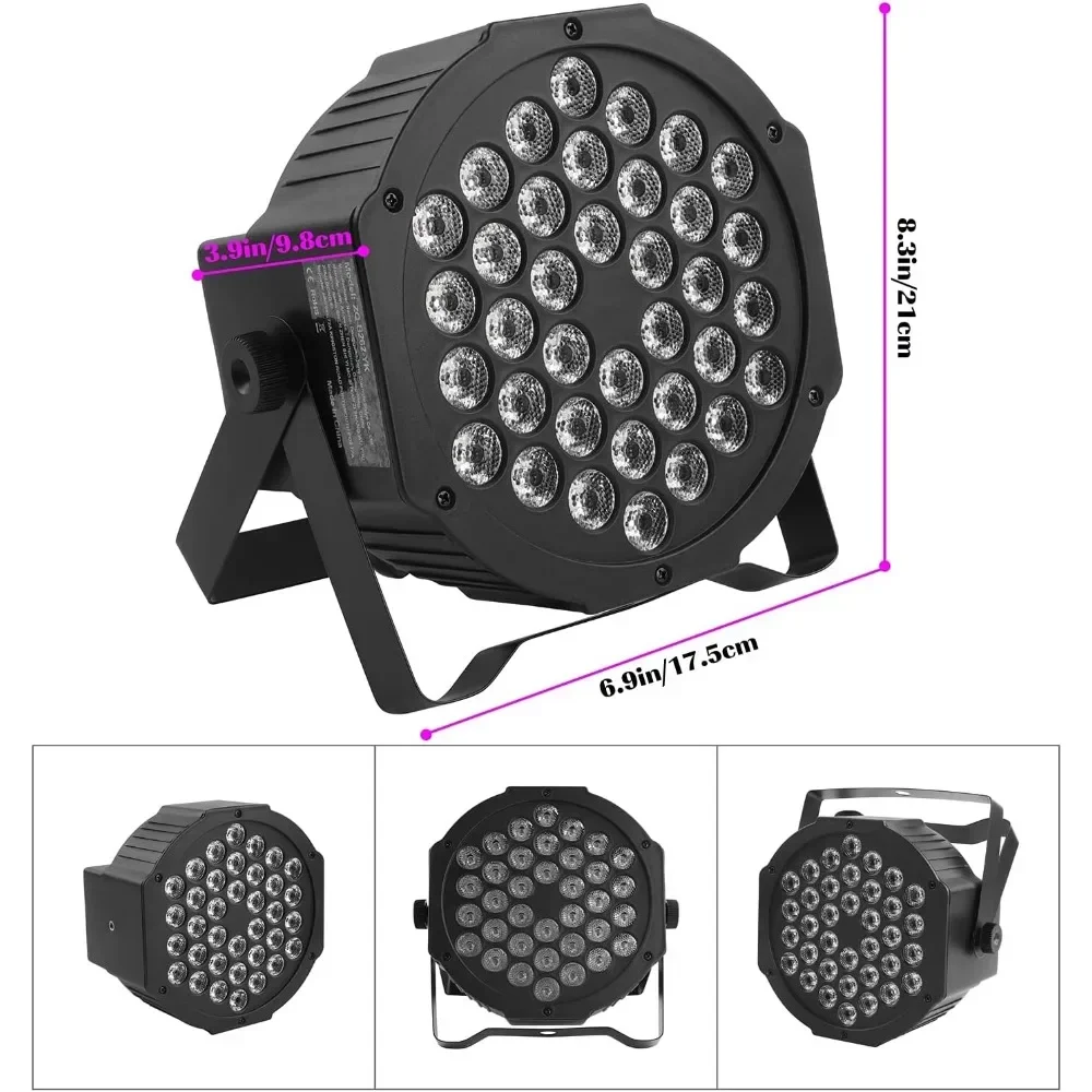 LED Par Lights 36 LED Stage Lights 7 Modes RGB DJ Lights with DMX Control DJ Uplighting Sound Activated Remote Lighting Effect
