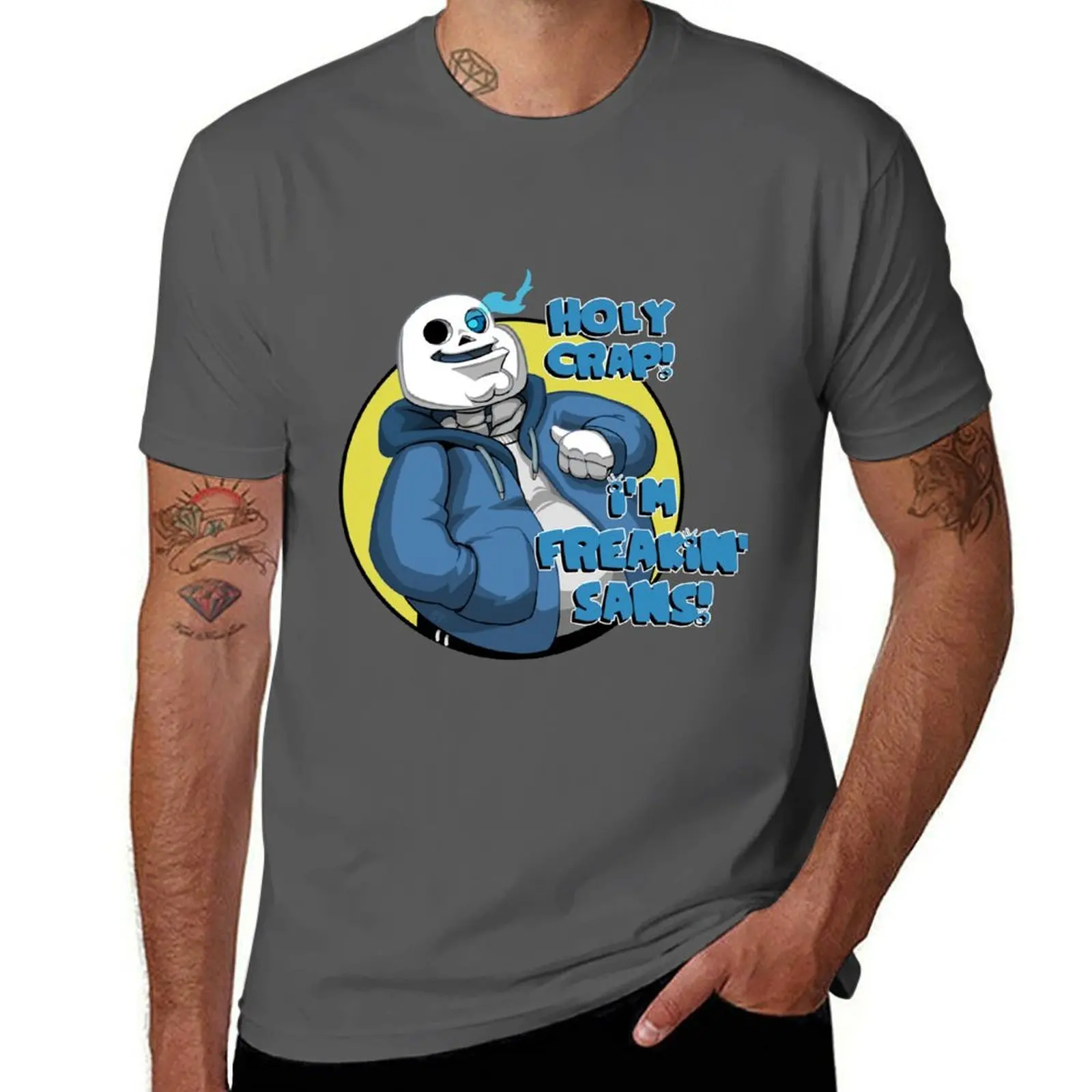 

Holy Crap! I'm Freakin' Sans! T-Shirt man t shirt graphic black cotton t-shirt plain for man package T-Shirt