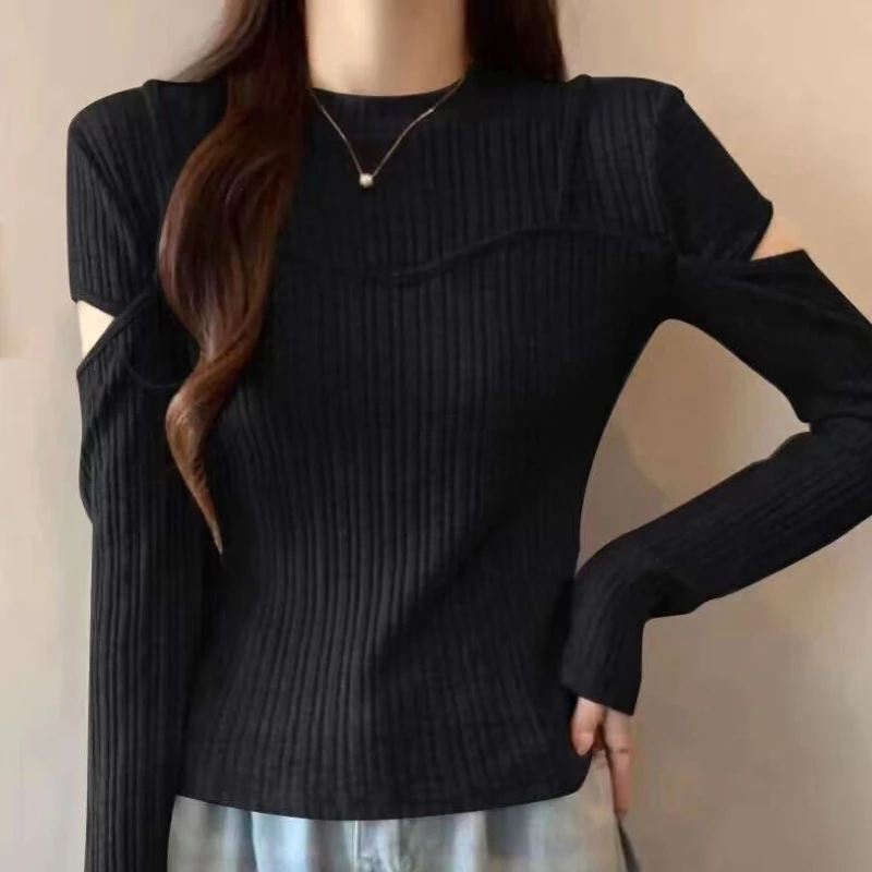 

Fashion Black Sweater for Women Clothing Females Blusas Mujer Long Sleeves Tops Elegant Solid Spliced Office Ladies Dropshipping
