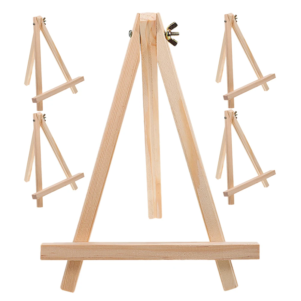 

5pcs Wooden Tripod Easel Foldable Lightweight Adjustable Desktop Art Stand For Painting Photo Display Business Exhibition Wood