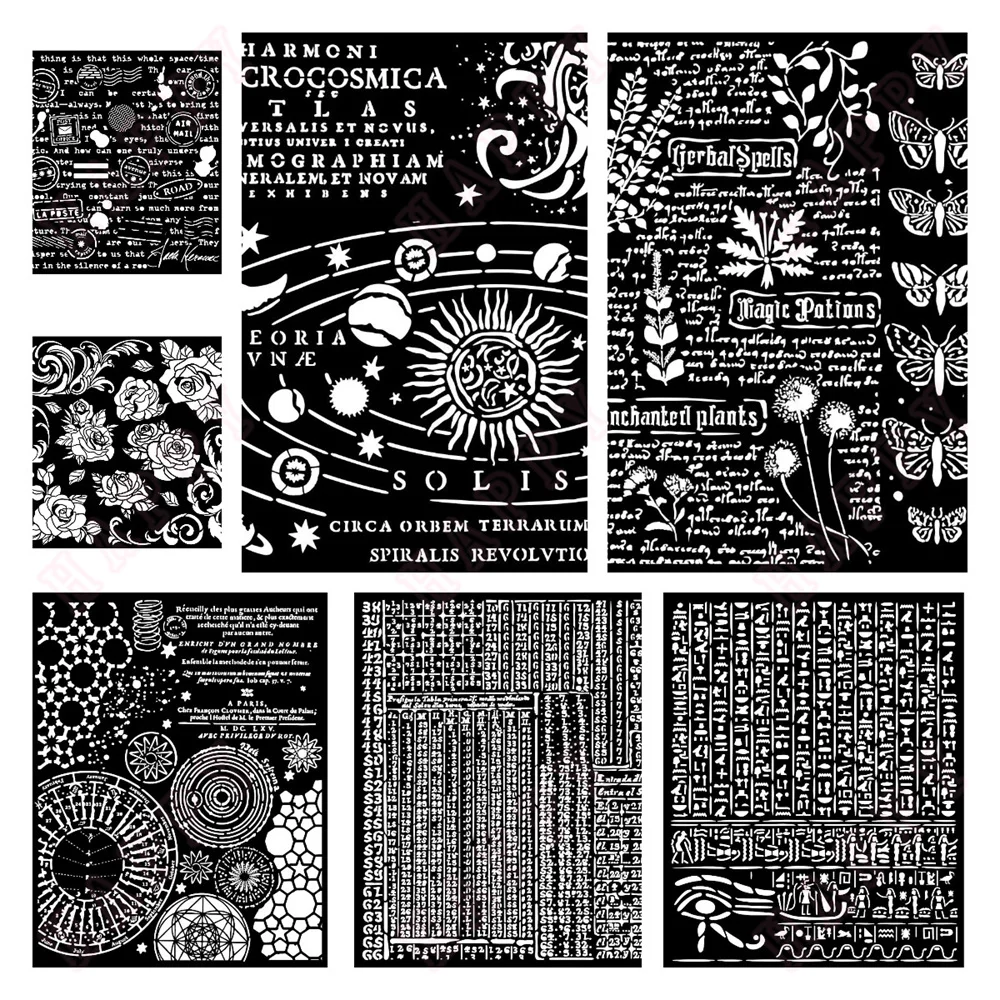 

Hieroglyphic Stencil Layering Stencils Graphics Painting Scrapbooking DIY Ornament Album Embossed Template Stencil New 2024