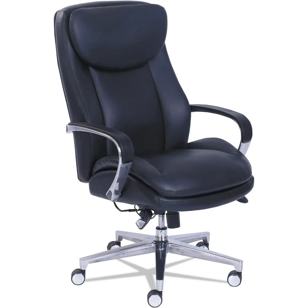 

48957 2000 High-Back Executive Chair, Dynamic Lumbar Support, Black Seat/Back, Silver Base