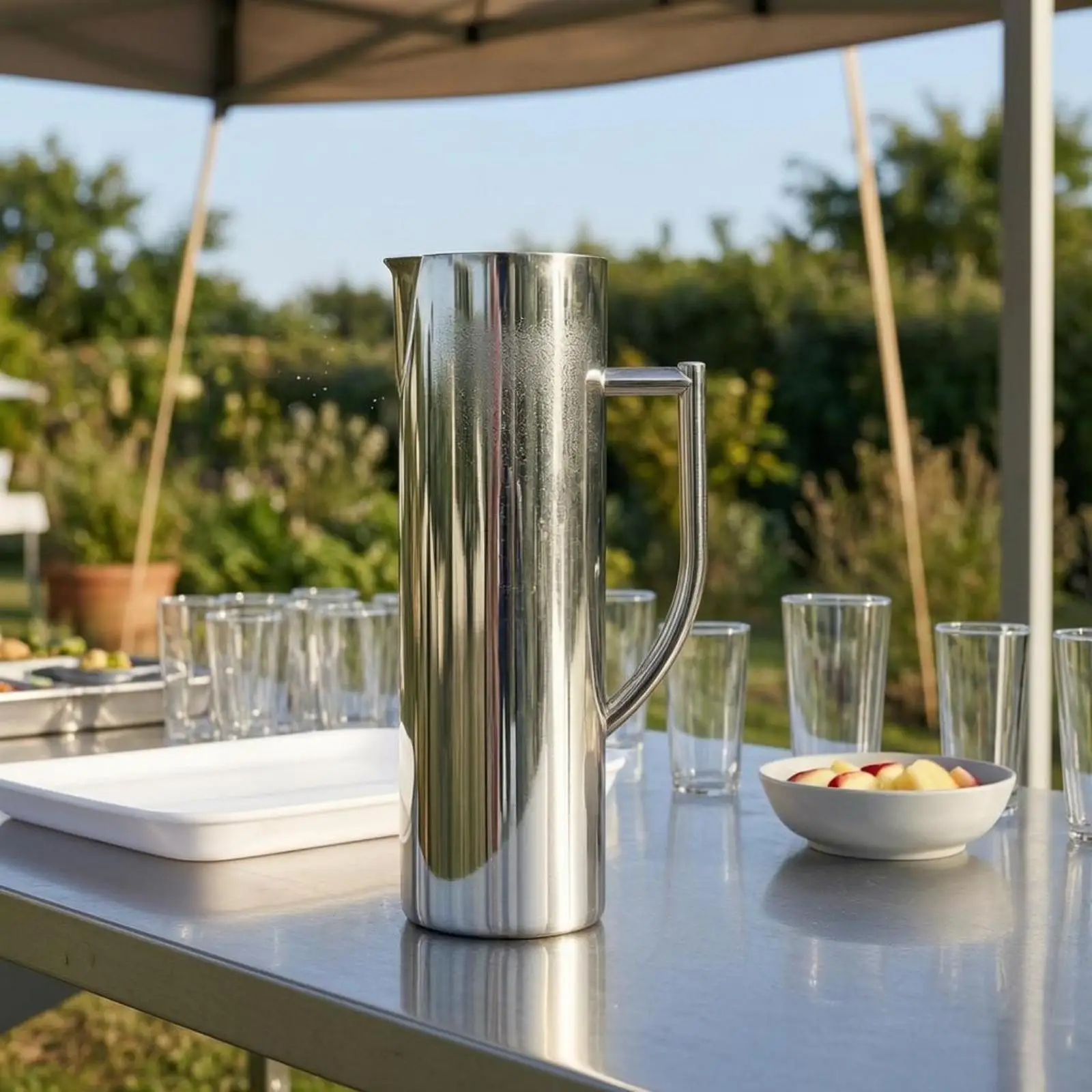 Stainless Steel Pitcher Mirror Finish Water Pitcher Easy Pour Spout