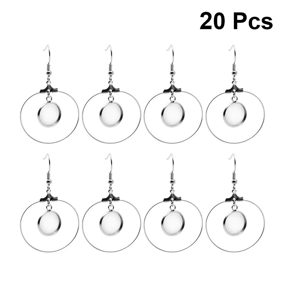 

20pcs Stainless Steel Earring Setting Tray 10Mm Diy Jewelry Making Kit For Cabochons Resin Gemstones Craft Ear Studs Base Empty