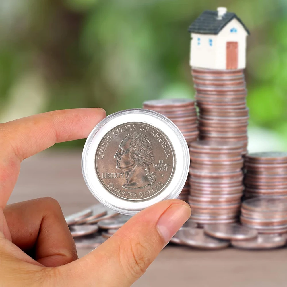 10/25pc Clear Plastic Coin Capsules, Dollar Coin Holder,  Silver Coin Storage for Collectors, Morgan Silver Dollar Coin Holders