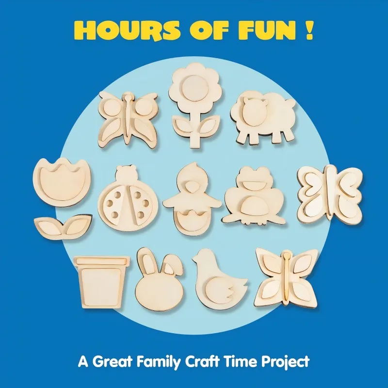 Pasen DIY Kit 12-delige houten koelkastmagneetset handwerk voor verjaardagsfeestjes decoratief schilderen unisex cadeau
