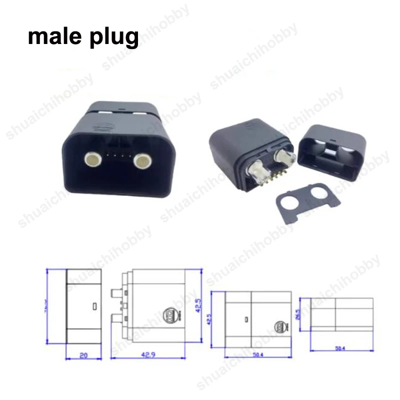 1PCS KO300-FM Male Female Plug Copper Silver Plated Terminal w Signal Pin Anti-sparking Adapter 80V 300A Large Current Connector