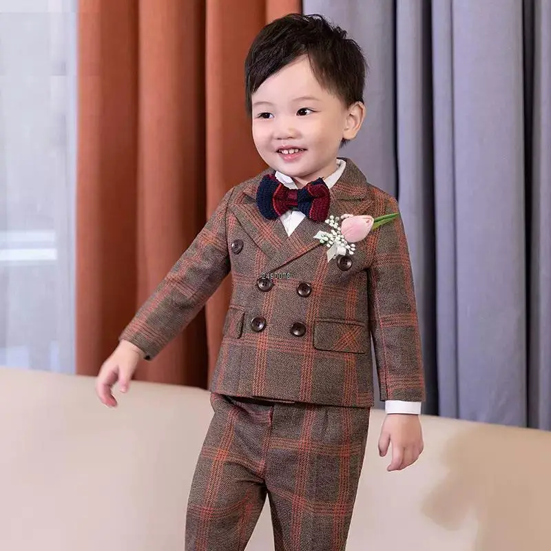 Flower Boys 1 Year Birthday Suit Baby Kids Luxurious Beautiful Photograph Suit Children Formal Wedding Performance Party Dress