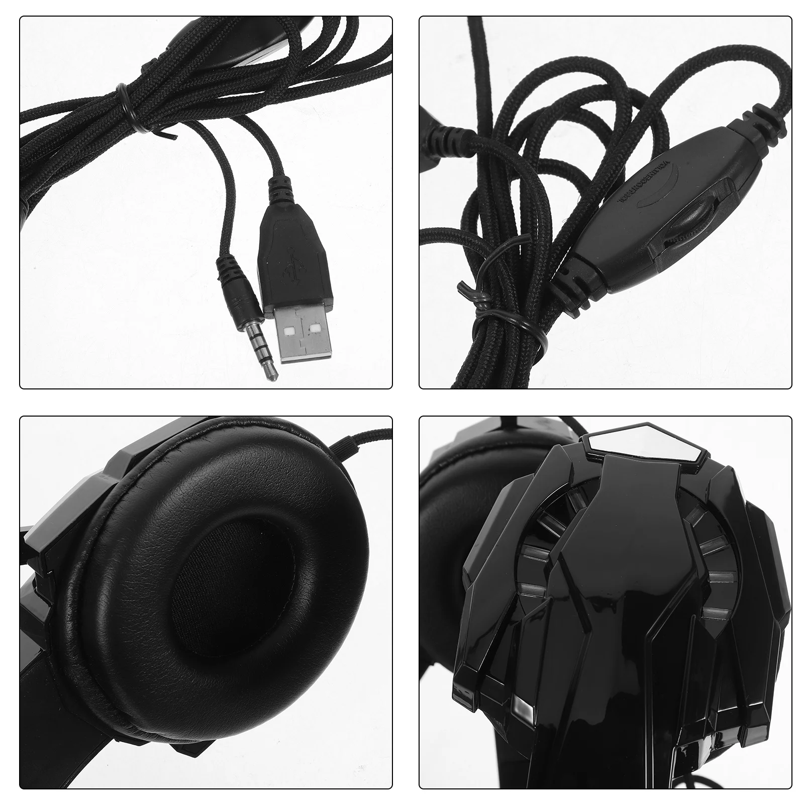 

1pc Gaming Headset With Mic Luminous Design Premium Material Over-Ear Pads Glaring Lights For Computer Game Portable Audio