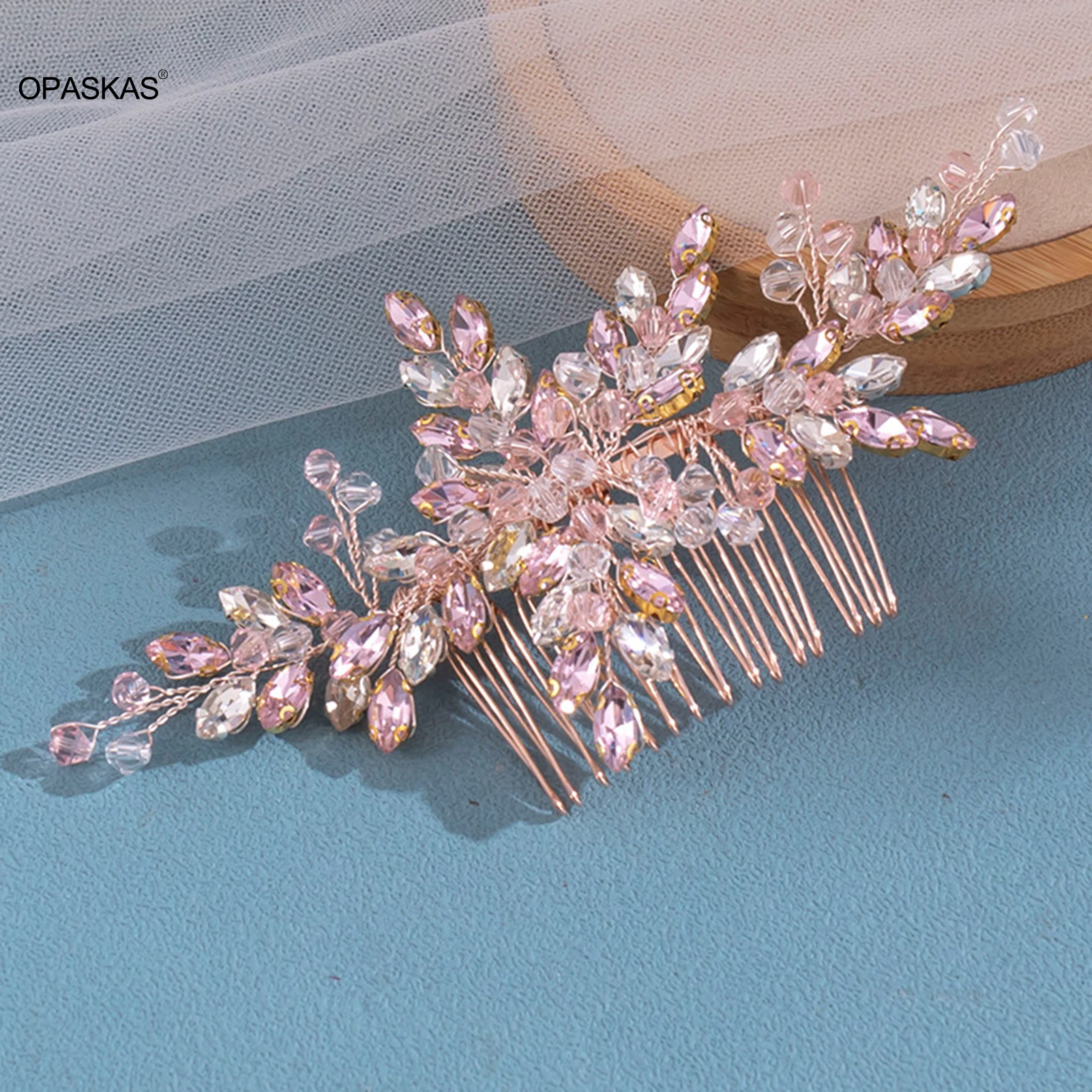 

Shiny Crystal Hair Comb Wedding Hair Accessories Rhinestone Hair Clips Headdress Headpiece Pink/silver Color Barrettes Jewelry