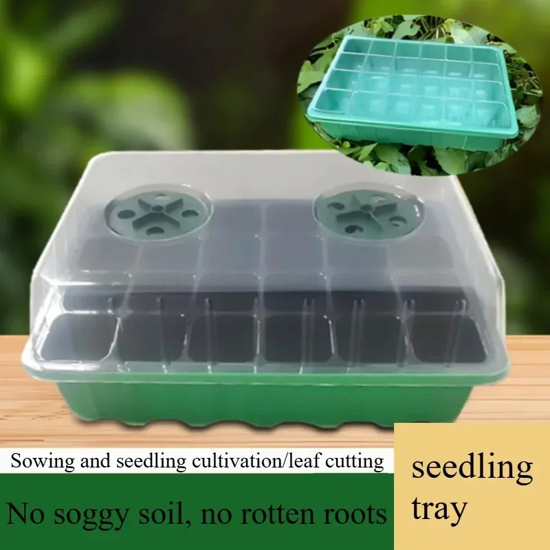 1/5-Piece Seedling Tray Kit - 24 Cell Greenhouse Starter with Humidity Dome & Base, Green Plastic Propagation Trays - view 2