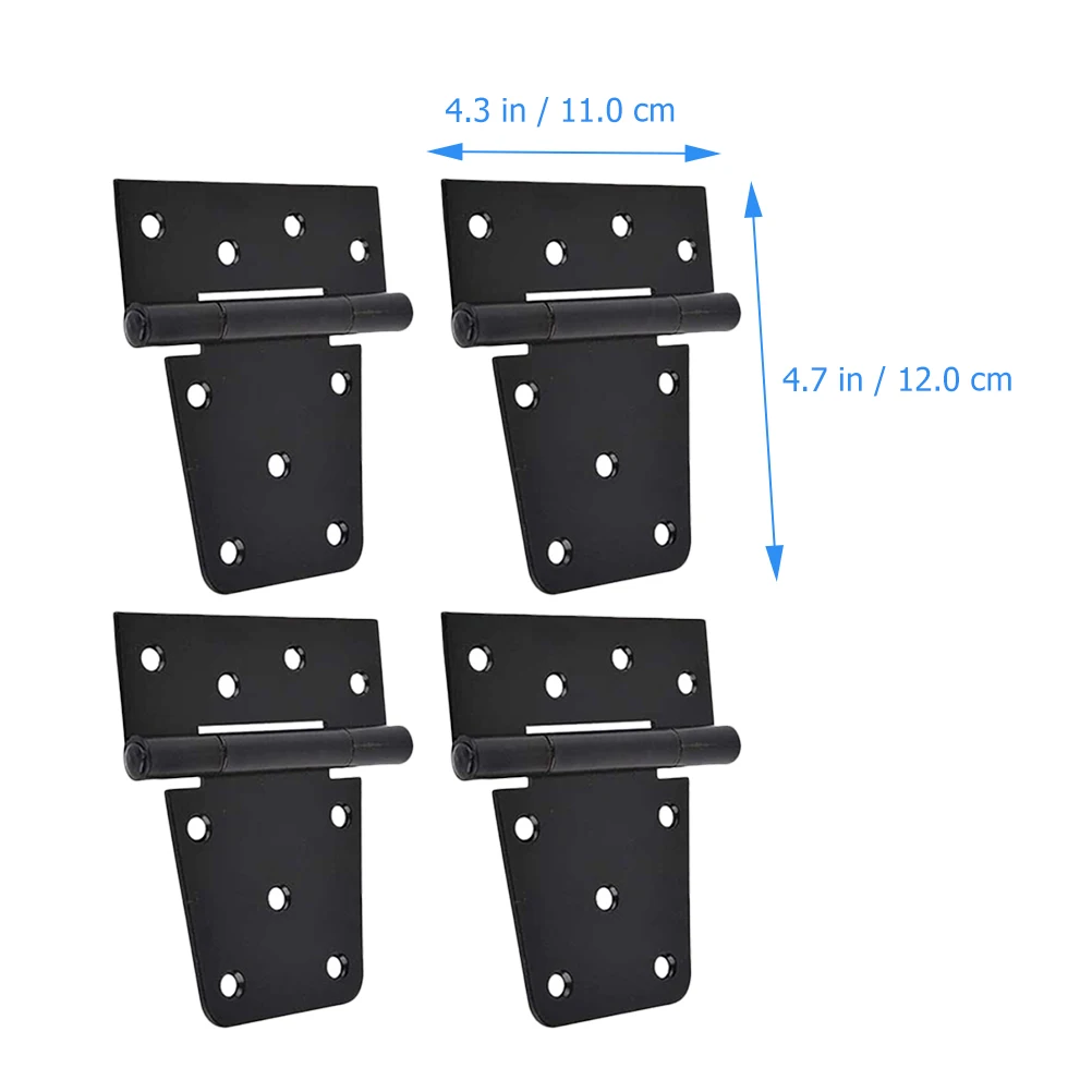 

4pcs Iron Tee Strap Hinges Heavy Duty Gate Hinge Durable Steel Smooth Surface Easy Installation Bedroom Living Room Black