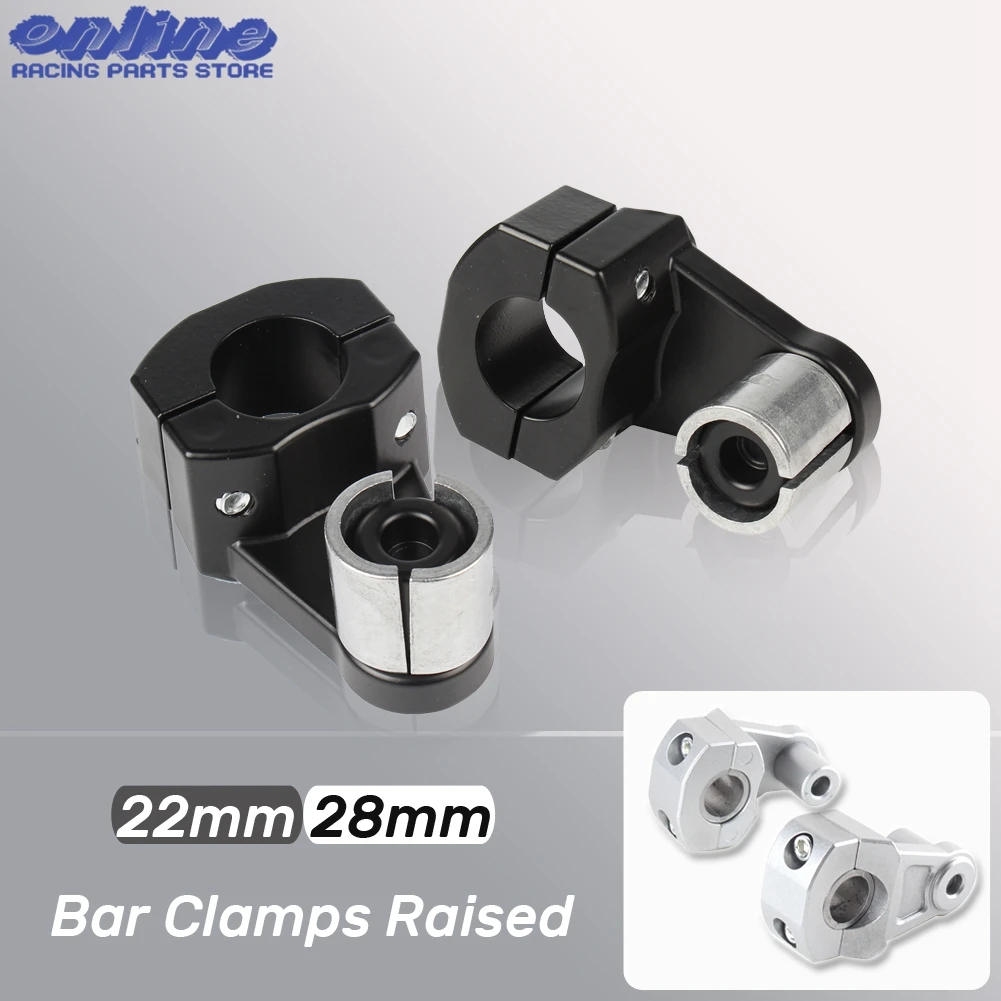 Motorcycle 22mm 28mm Bar Clamps Raised Handlebar Handle Bar Risers Black Silver Mount Riser Clamp Dirt Motocross Accessories