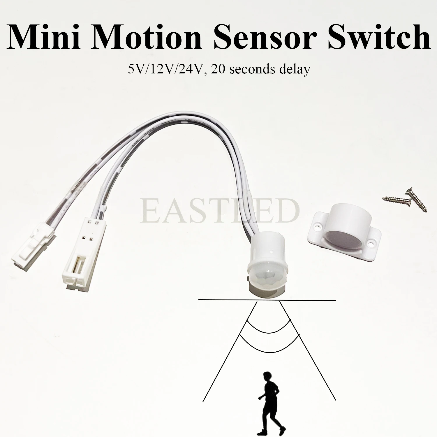 Mini Motion Sensor Switch 5V/12V/24VDC Human Body Infrared Induction Auto ON OFF Movement Detector for Under Kitchen Cabinet