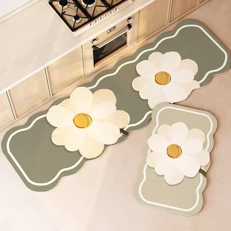 Dish Mat Foot Mat Super Non-slip Diatom Mud Pad Bath Pad Anti-Slip Carpet Kitchen Mats Wipeable Wash Long Strip Carpet