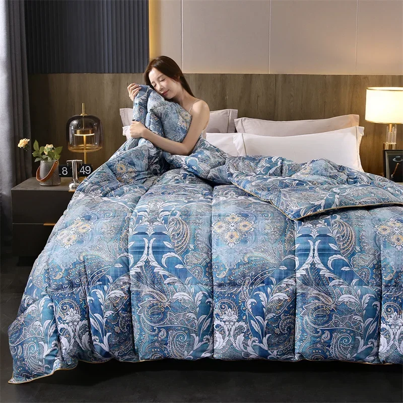 White Goose/Duck Down Quilt Premium Comforter Five Star Hotel Printed Duvets Comforters 100% Cotton Cover Luxury Thick Blanket