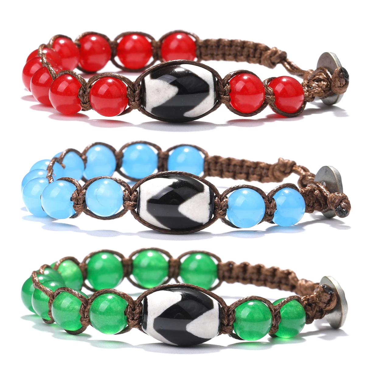 Tiger teeth Dzi Bead Tibetan Bracelet Natural Stone 8mm Beads Red Sandalwood Rosary Healing Meditation Women Men Bracelet