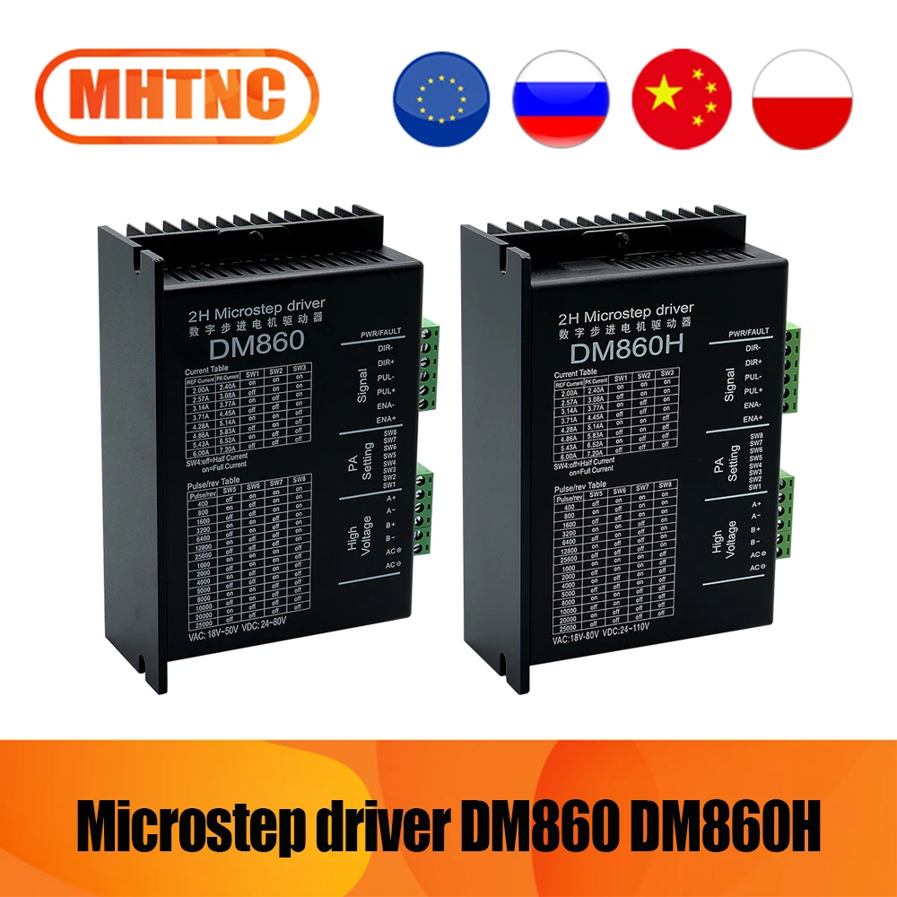 2H Microstep Motor Driver DM860H DM860 AC18-80VorDC 24-110V 2-7.2A Suit Nema34 Nema32 stepper motor for cnc milling router lathe