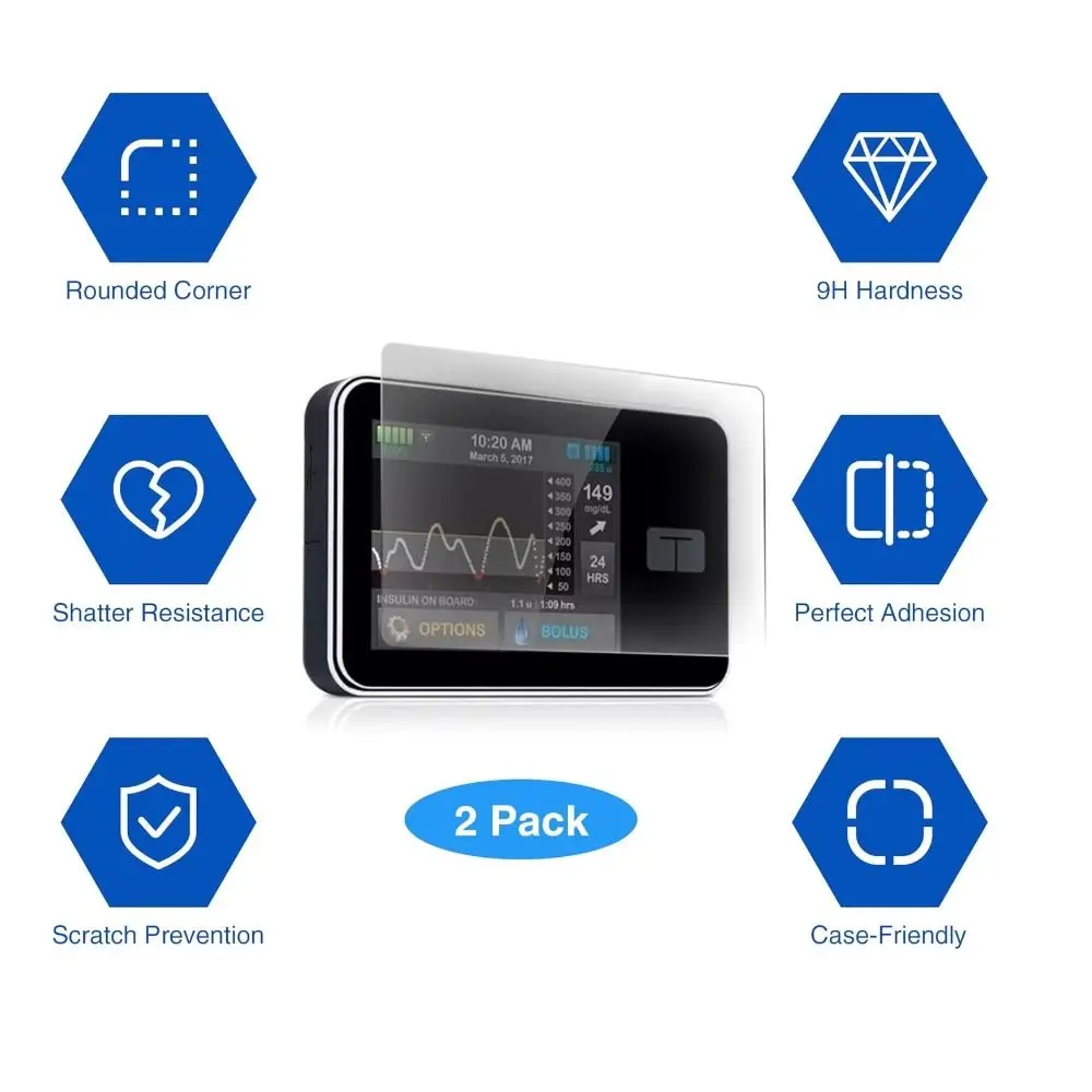 2pcs NEW Flexible Insulin Pumps Screen Protector Anti-Scratch Anti-Fingerprint Screen Protector HD Protection Film Insulin Pumps