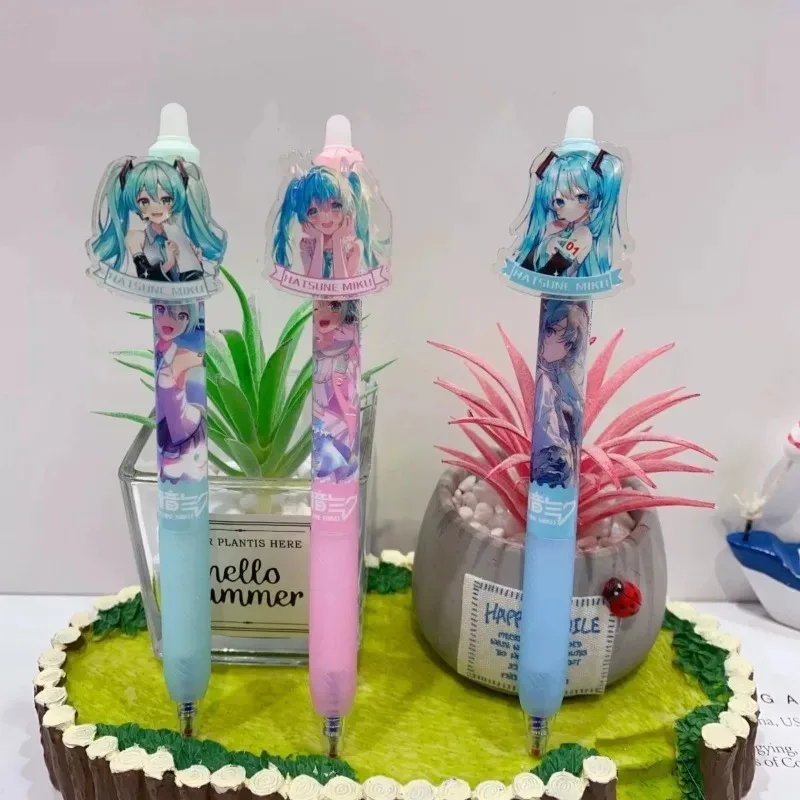 2/4/6 قطعة ل Hatsune Miku طالب القرطاسية قابل للمسح هلام القلم لطيف أنيمي المحيط ماجيك سهلة مسح الأزرق الصحافة القلم الهدايا