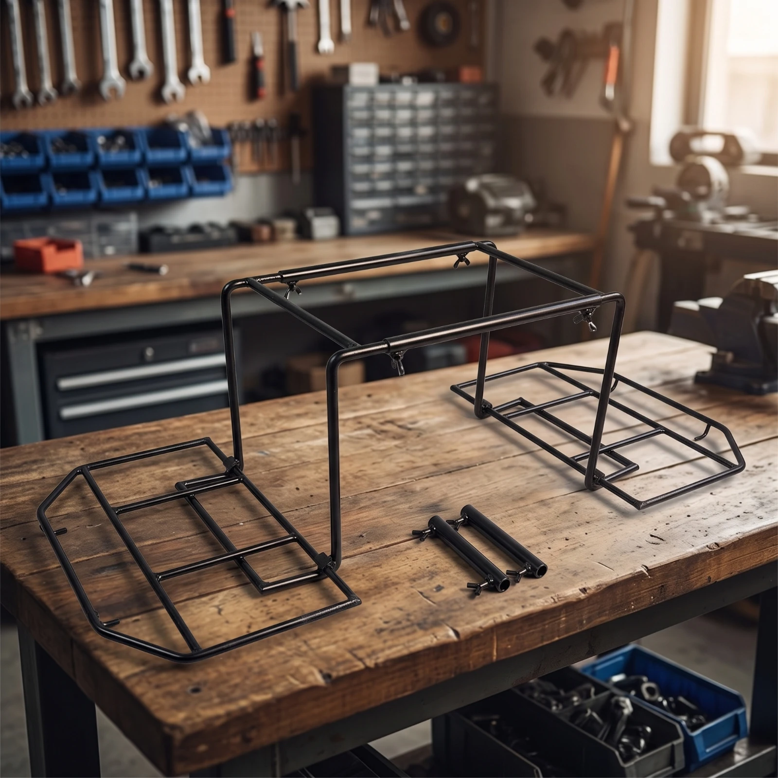 Motorcycle Rear Cargo Rack Foldable Motorcycle Rear Luggage Rack Telescopic Heavy-Duty for Commuters, Daily Commuting