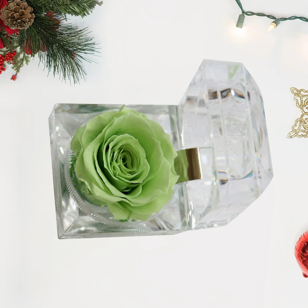 

1Pcs Light Green Rose Eternity Box Preserved Flower Decoration for Bedroom Living Room Office Wedding Party Gift