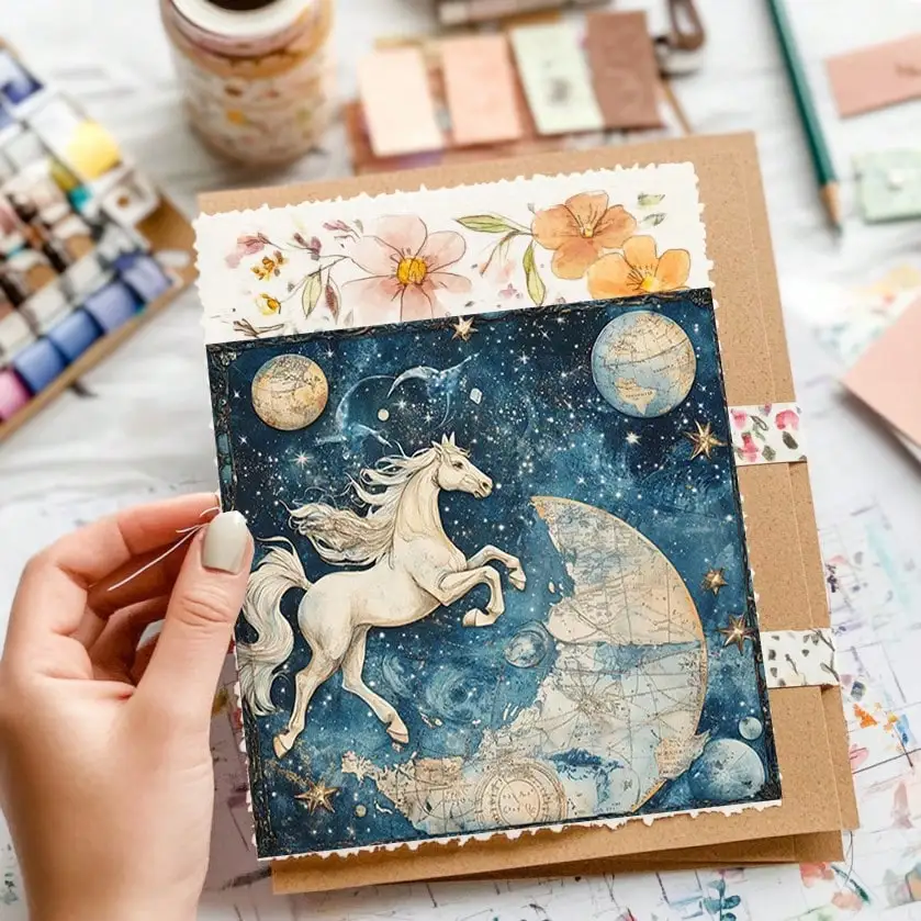 36 ورقة السماء المرصعة بالنجوم سجل القصاصات حزمة ورقية ، القرطاسية خمر الفن الحرفية نمط سكرابوكينغ ورقة لبطاقة مخطط مجلة غير المرغوب فيه