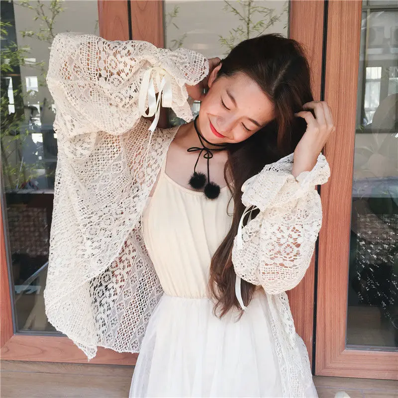 Lace Cardigan  Harajuku Coat Seet Cutting Labels Special Offer Summer Women Clothing Tops Thin Extravasation Sunscreen Jacket