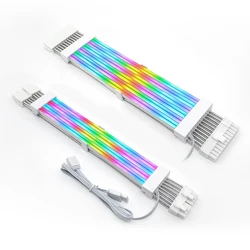 Newest Computer 18AWG ARGB Sync PSU Power Supply Extension Cable Kit ATX 24PIN VGA GPU PCI-E 8PIN RGB Colorful Module Cables