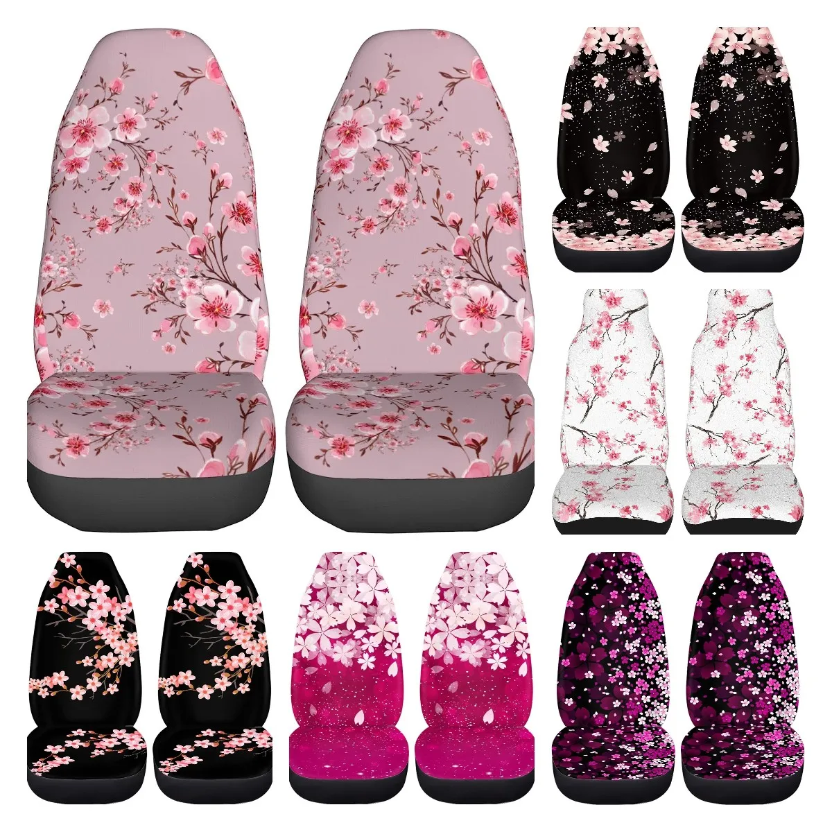 

Cherry Blossom Seat Covers Car Accessories 2 Pcs Set Vehicle Front Seat Protector Interior Protetors Car Mat Covers Universal