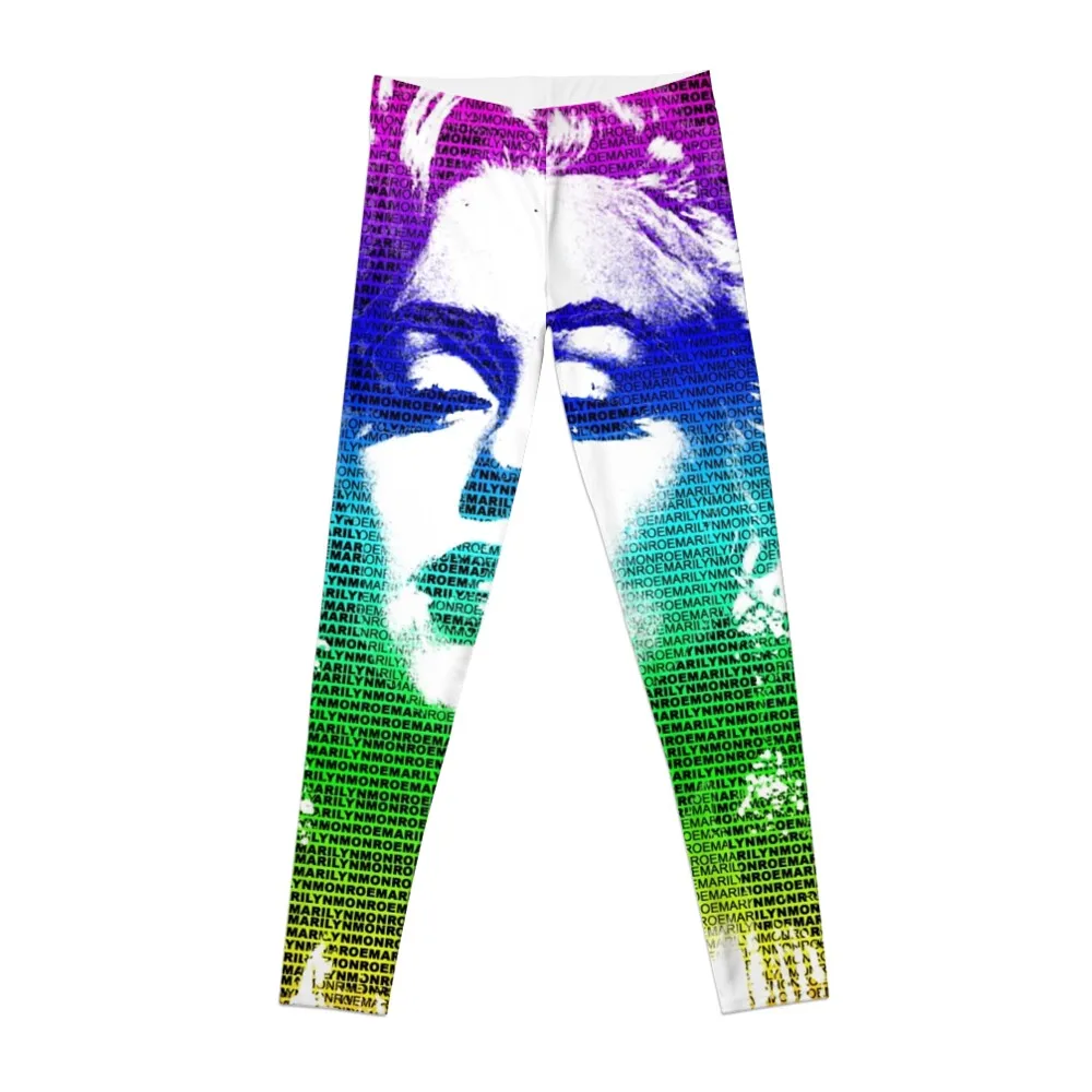 Marilyn Monroe with multicolour text Leggings gym's clothing active wear Fitness's gym clothes Womens Leggings