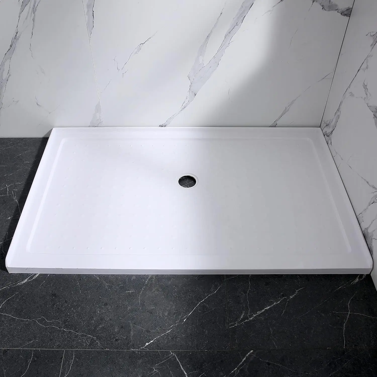 CUPC Center Drain Single Threshold Non Slip Surface Rectangle Bathroom Acrylic Shower Base view 2